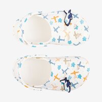 Detské clogsy COQUI LITTLE FROG biele s potlačou lietadiel + amulet