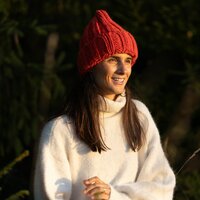 V100105 ciapka vlna hruby vyplet cervena 2 jpg